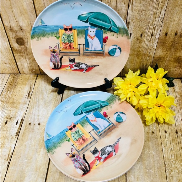 “Cats on the Beach” (Set of 4 Plates) - Picture 4 of 6